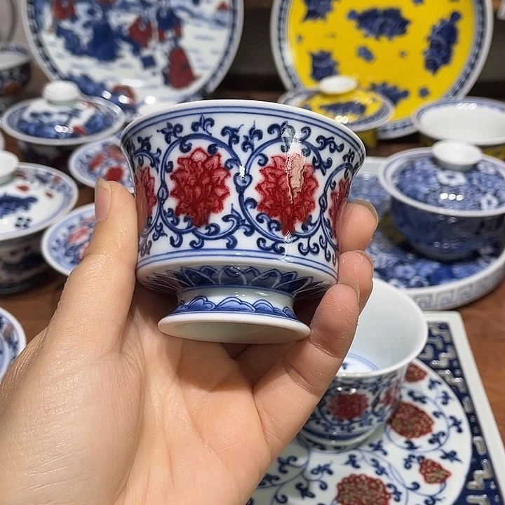 我****钱景德镇青花釉里红茶杯