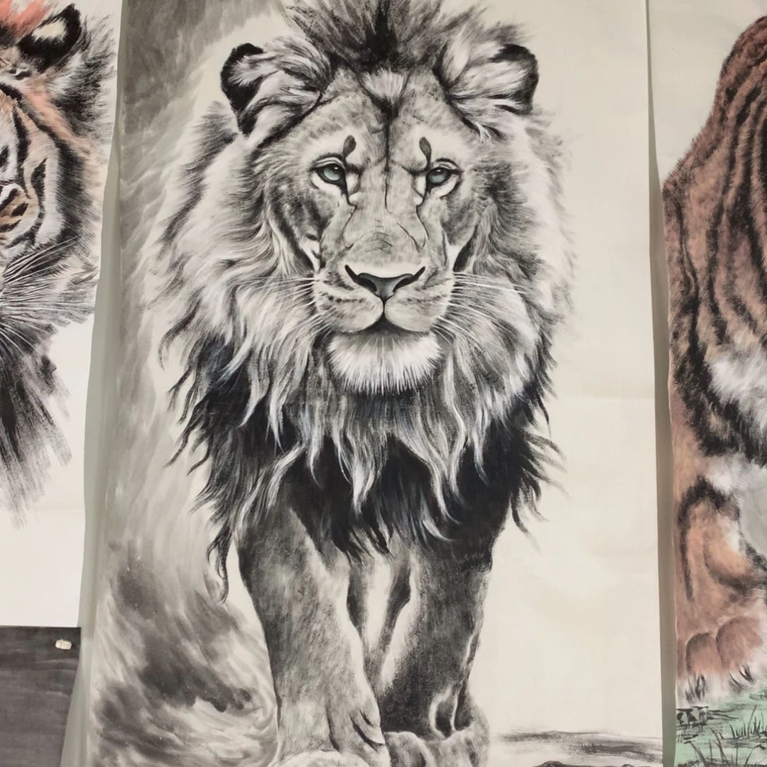 国画千**下福利作品手绘狮子