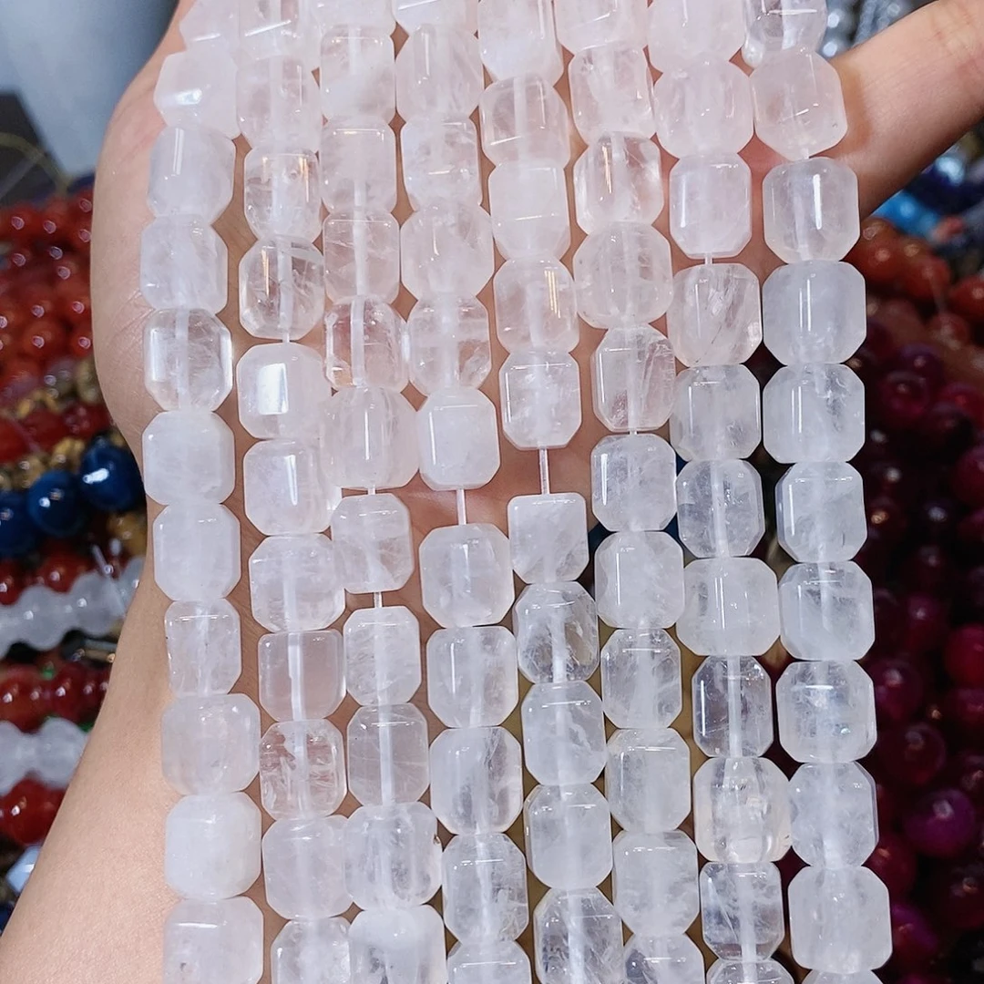 玛瑙/玉髓散珠天然白水晶方糖11mm一条