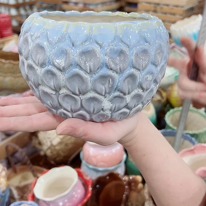 有孔，凑单福利满10元发货陶瓷多肉花盆！