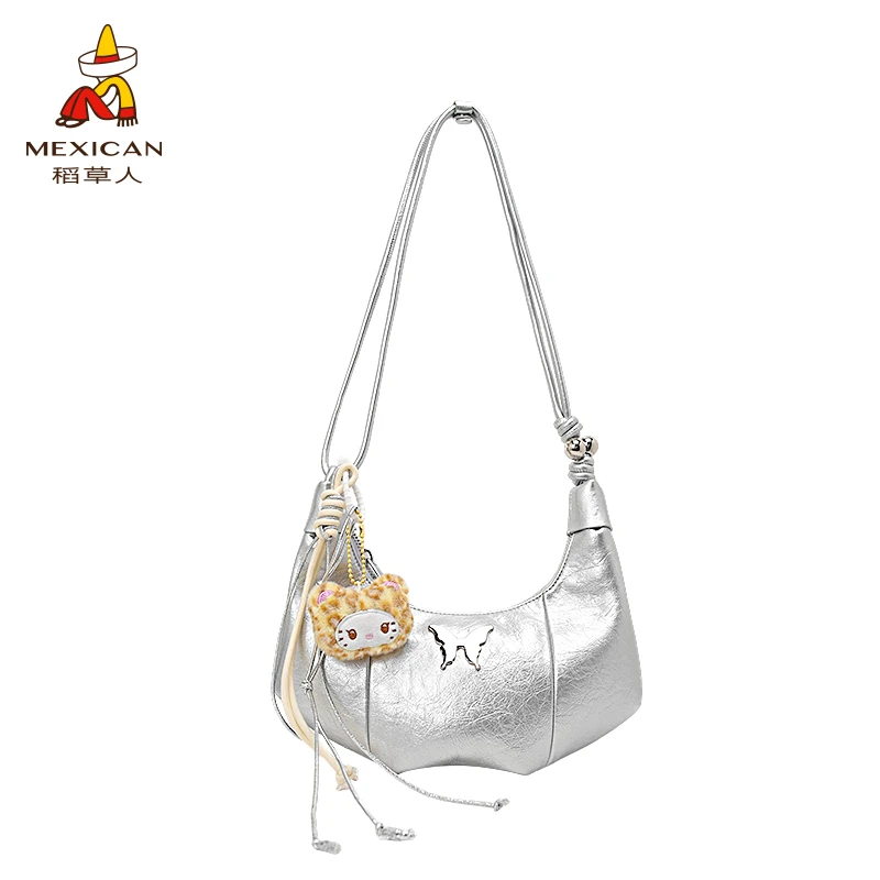 稻草人设计感柔软大容量饺子包斜挎包女新款潮流百搭通勤包