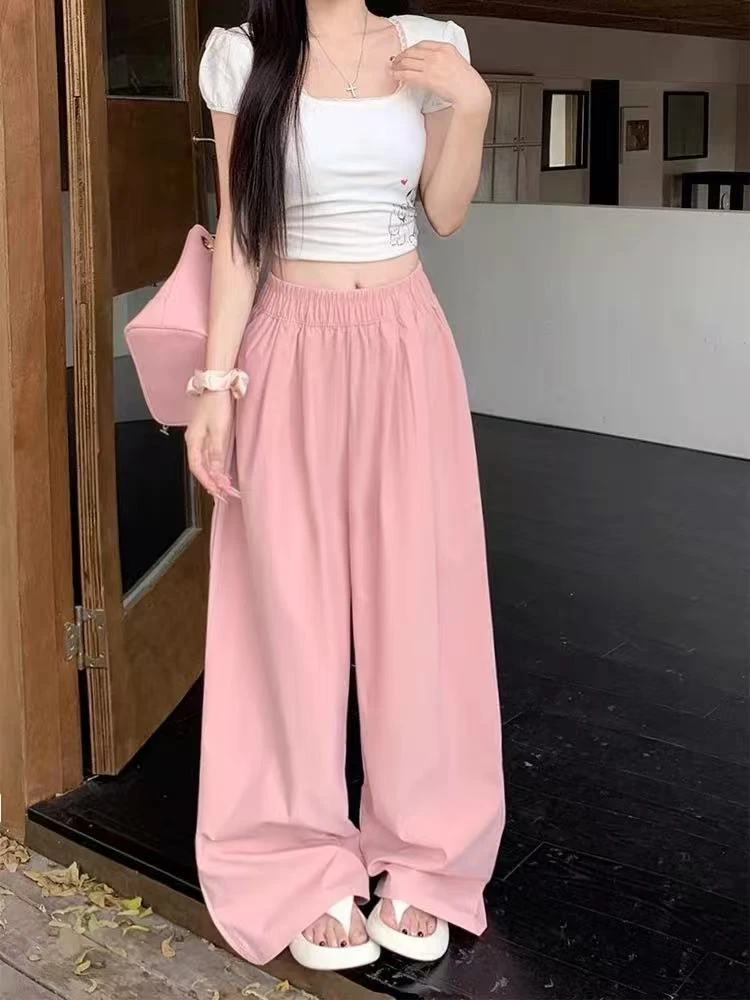 MissHuo 纯色休闲裤 B粉色 611