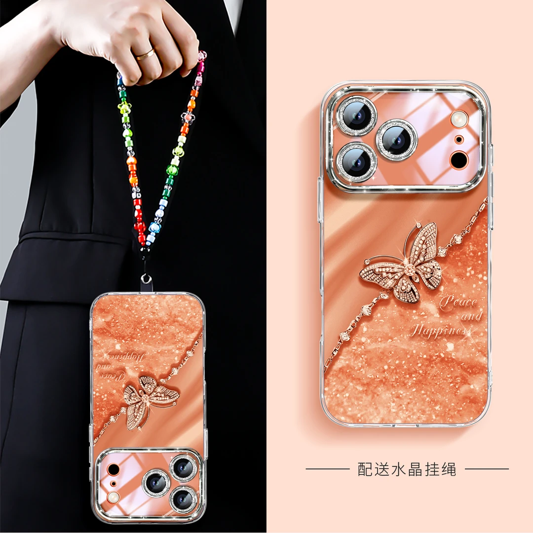 适用苹果17promax手机壳外壳小众磁吸支架带挂绳网红女款全包防摔