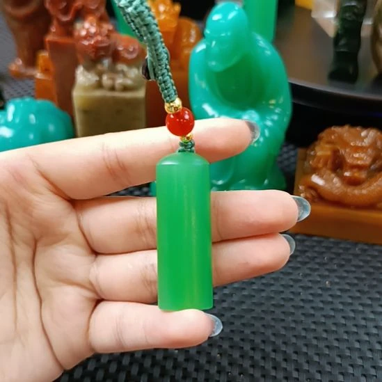 印石寿山石随形章绿