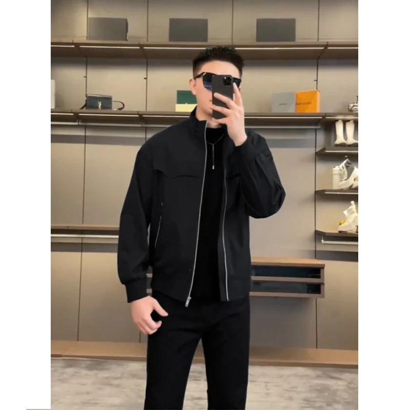 小佛爷 2025春季新款高级感痞帅立领短款夹克男防风冲锋衣外套