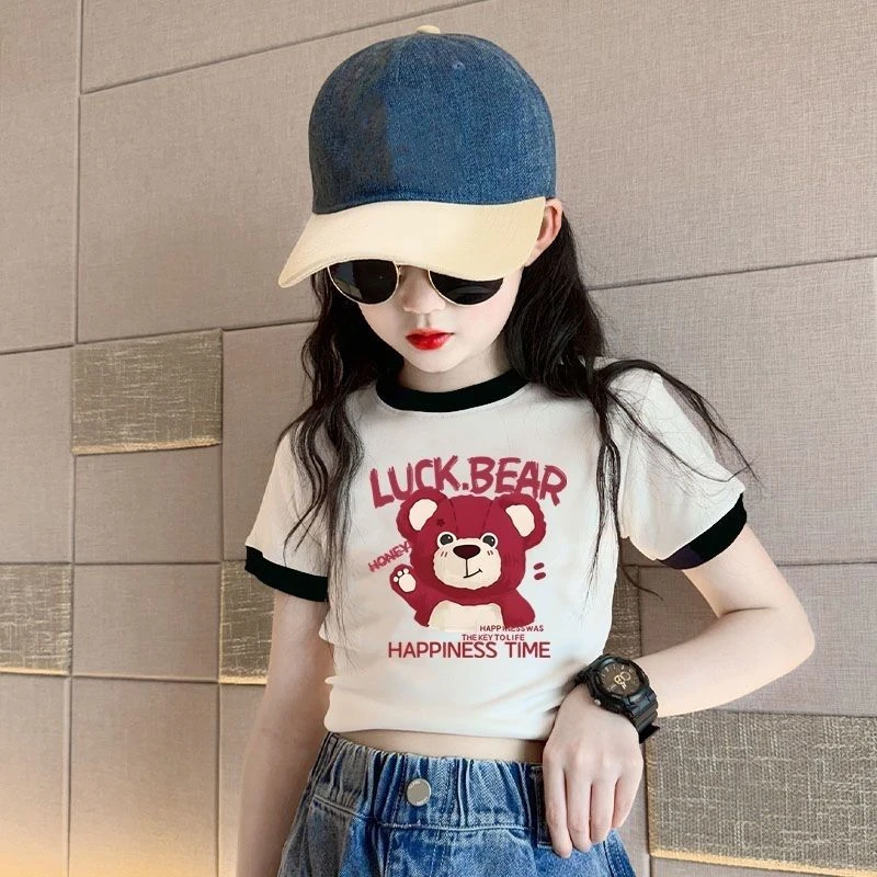 女童夏装短袖T恤2525新款韩版中大儿童宝宝洋气修身短款短袖上衣