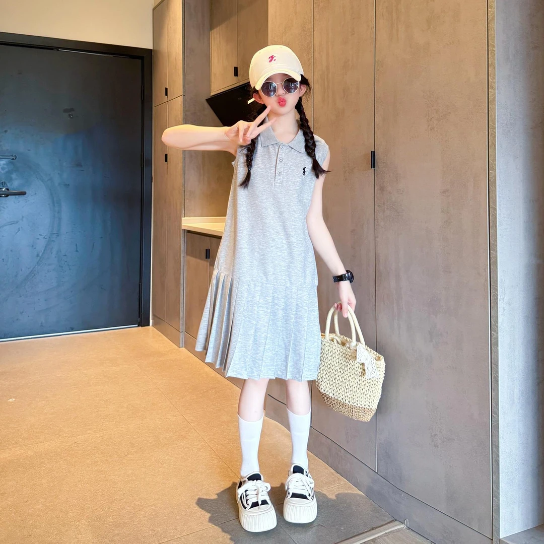 新品巴拉童年青少年女孩连衣裙2025新款炸街女童夏季POLO裙大儿童
