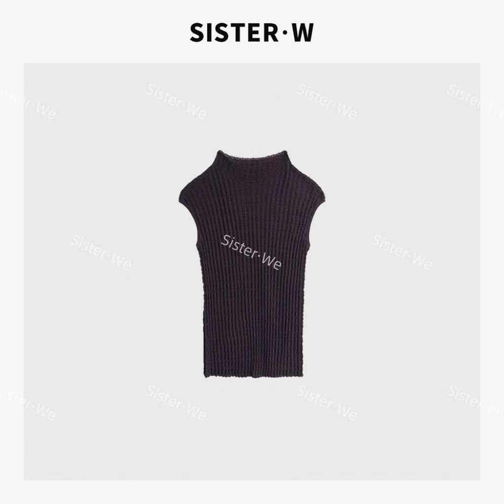 薇姐【素色针织】Sister·We立领纯色肌理感针织衫上衣 1297