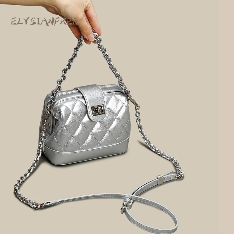 Onyss【春光正好】2025新款小香风链条菱格贝壳包单肩斜挎夹子包潮