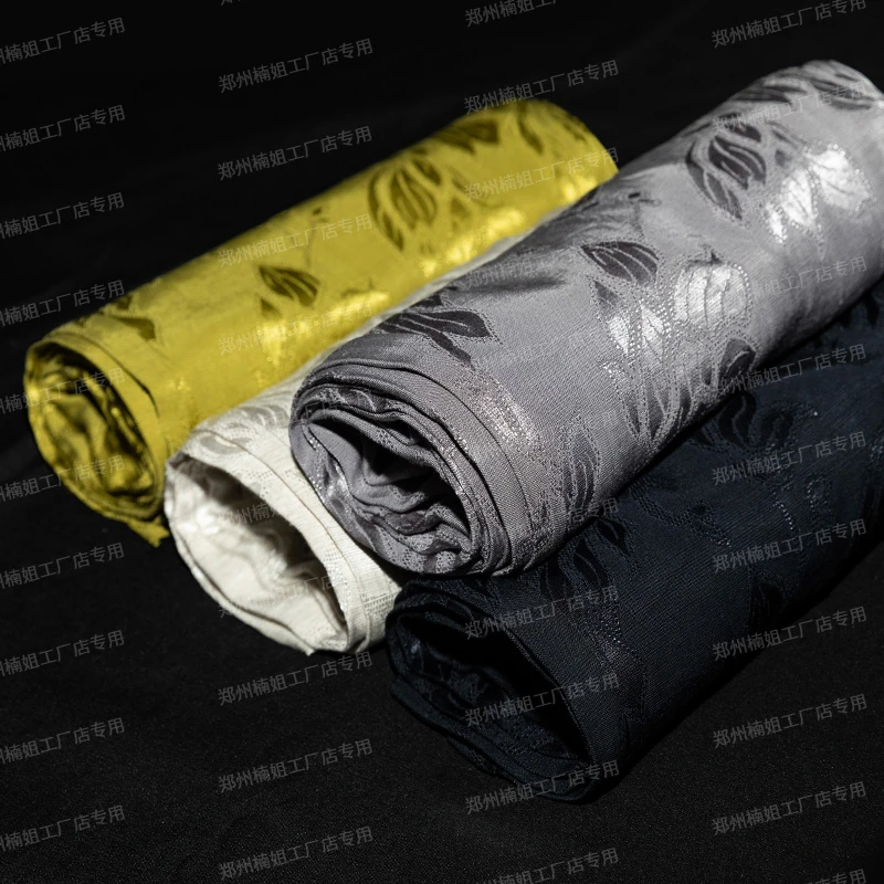 【专柜正品】新中式蚕丝亚麻复古提花直筒裤气质高腰宽松休闲裤7386