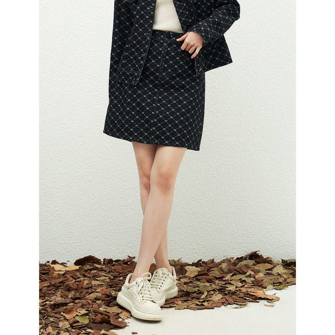 【岚岚专属 】格纹水牛仔裙时尚高级感A字裙通勤聚会短裙EW01414W0