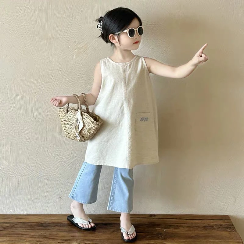 女童韩系棉布背心裙子夏季2025新款儿童女宝洋气时髦森系连衣裙夏