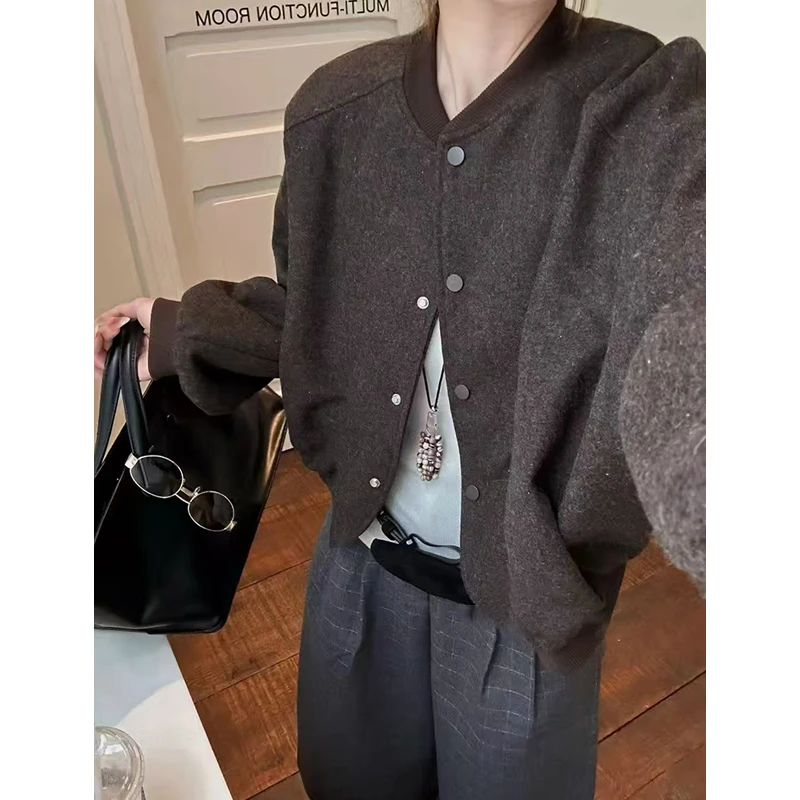 动感少女时尚复古毛呢外套女2025年秋季新款百搭显瘦夹克上衣