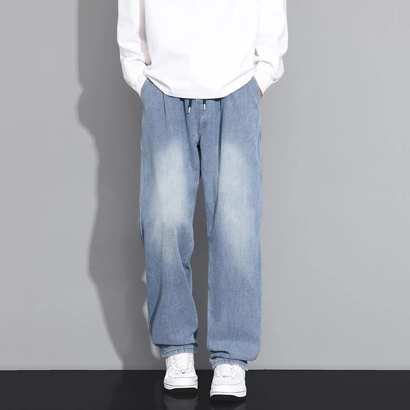 秋冬男士大码星空纹牛仔裤简约百搭宽松休闲男裤立体裁剪复合长裤