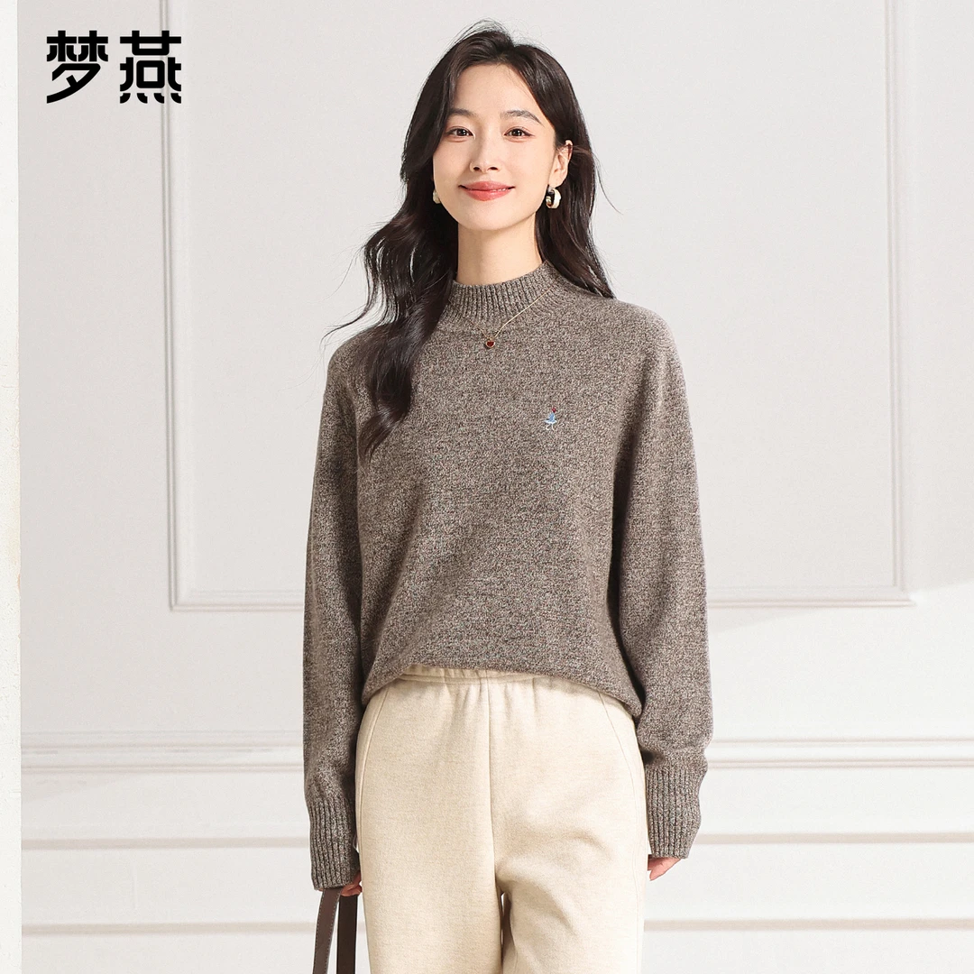 梦燕秋冬女款时尚百搭气质大方宽松休闲舒适简约羊毛衫CC11B5016
