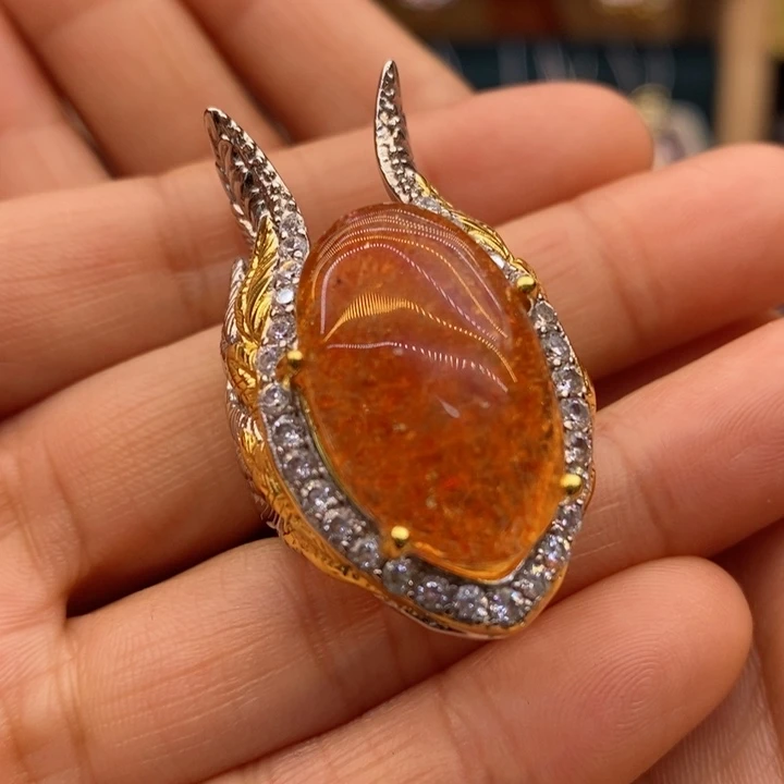 水晶戒指银S925镶嵌天然水晶戒指