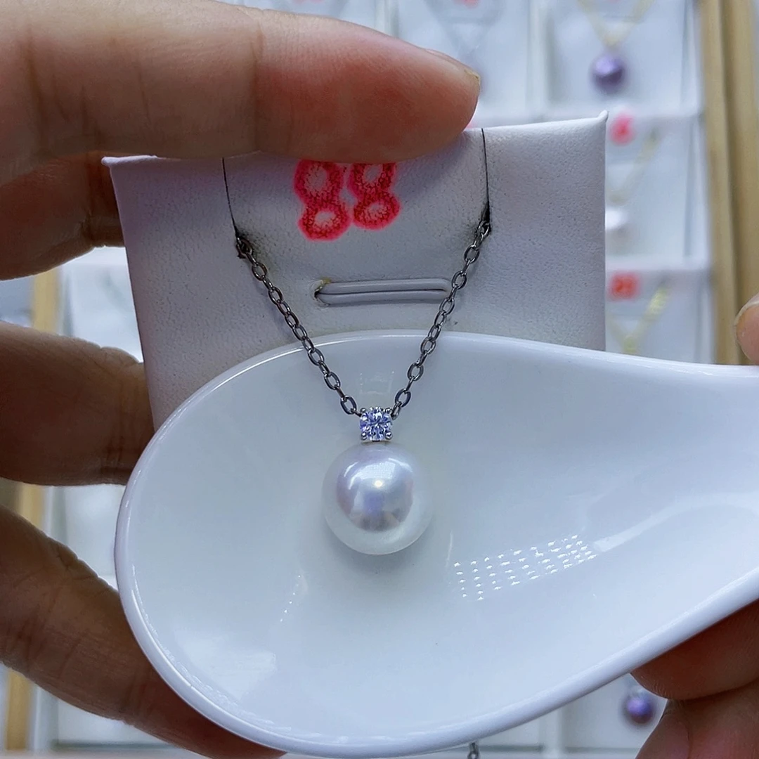 18K金镶嵌吊坠(不含链)淡水珍珠12+冷白