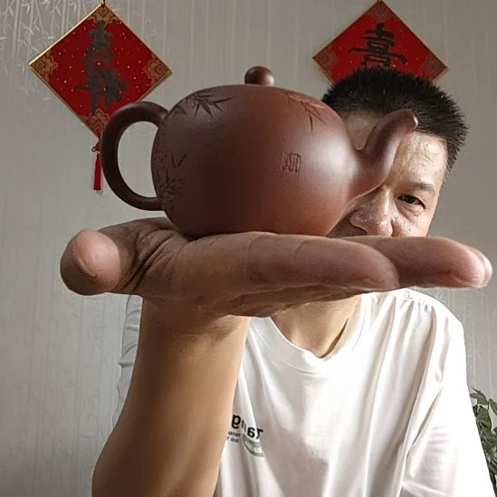 紫砂全手工黄龙山原矿红皮龙一粒珠