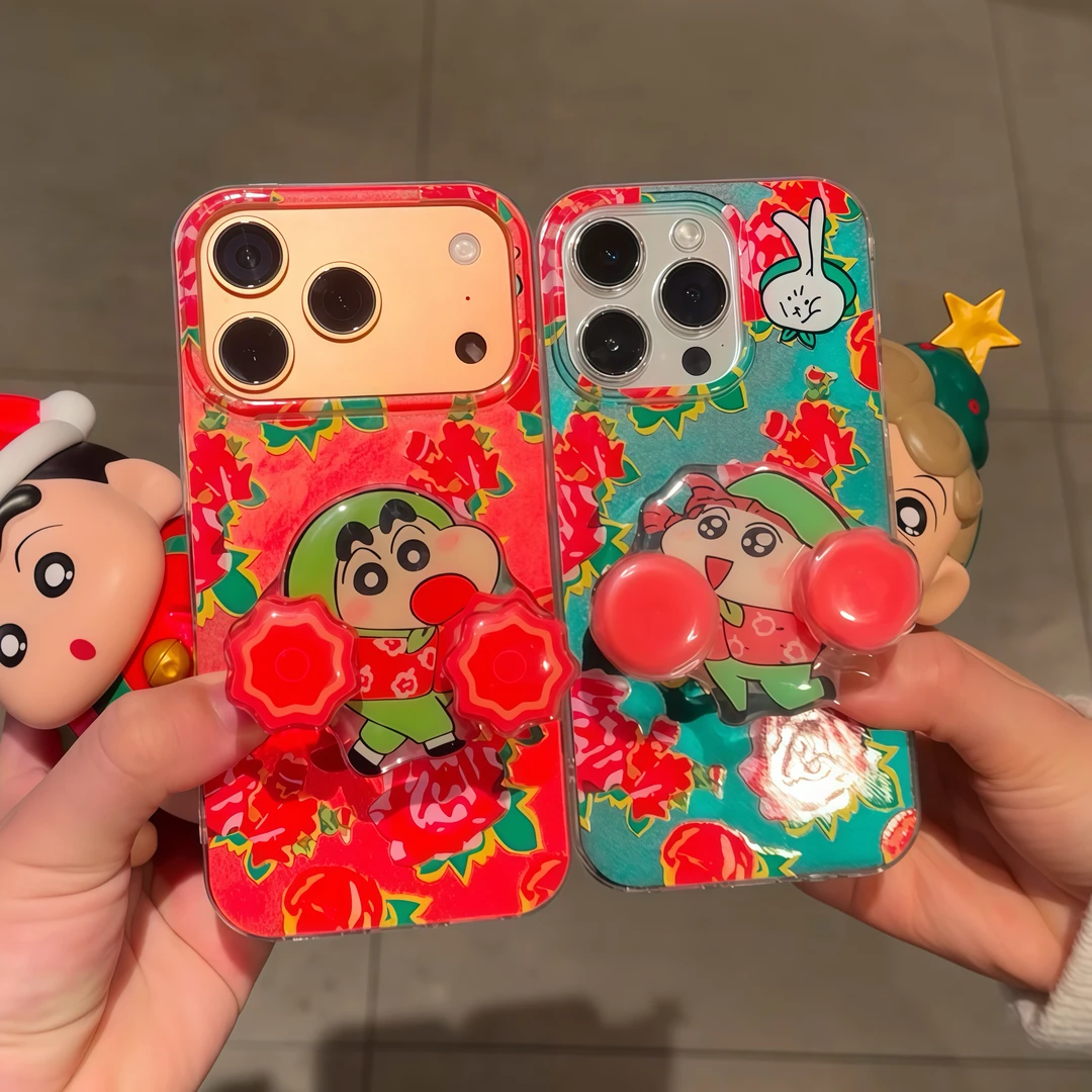 欧克里里小新旋转红花支架适用苹果17/16手机壳华为vivo小米oppo