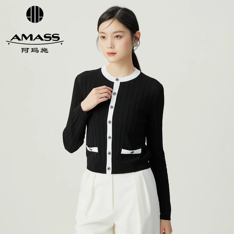 AMASS/阿玛施小香风气质时尚休闲设计师款圆领长袖针织衫 5499260