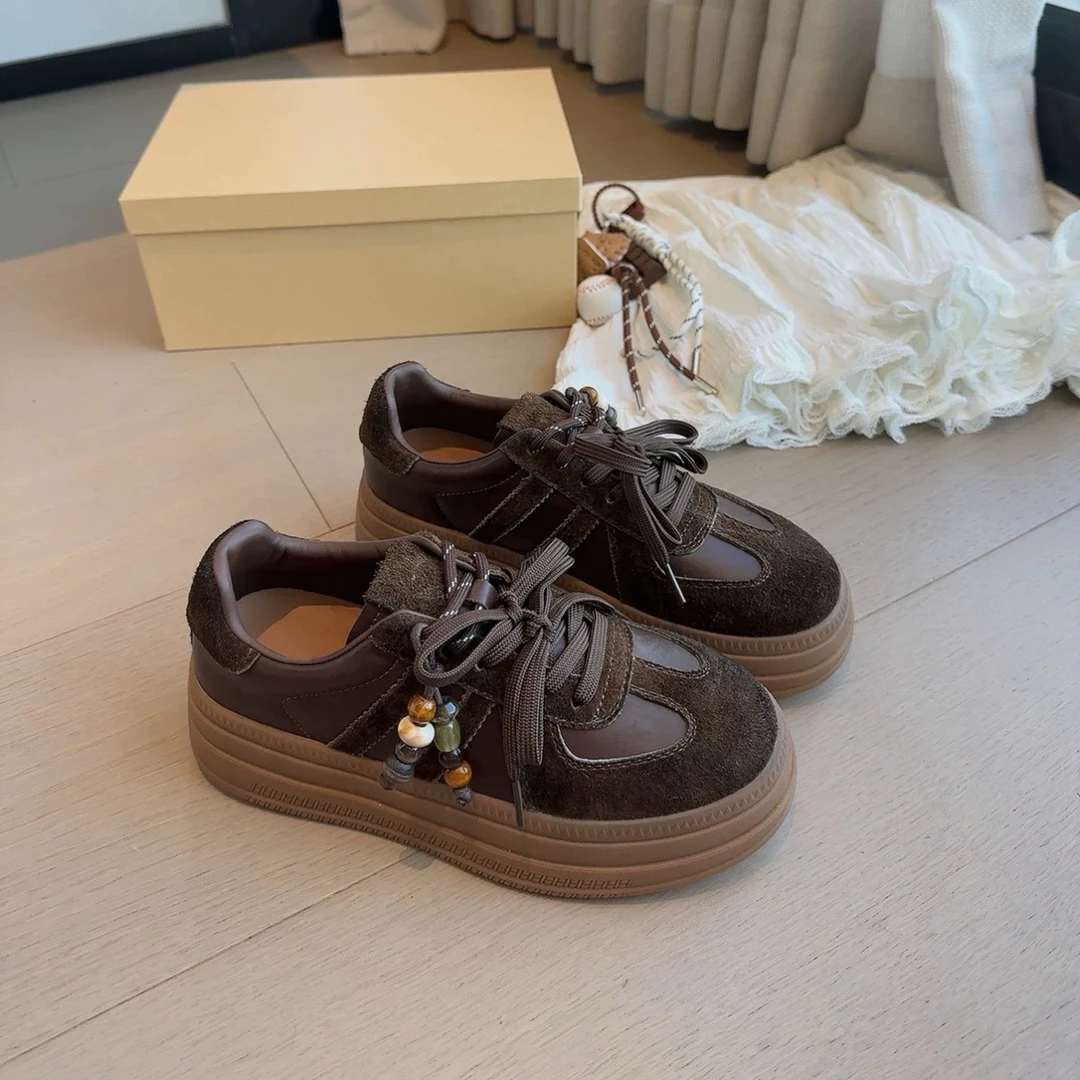 SUSU 厚底时尚德训鞋增高舒适百搭板鞋运动休闲鞋 79-19 左3