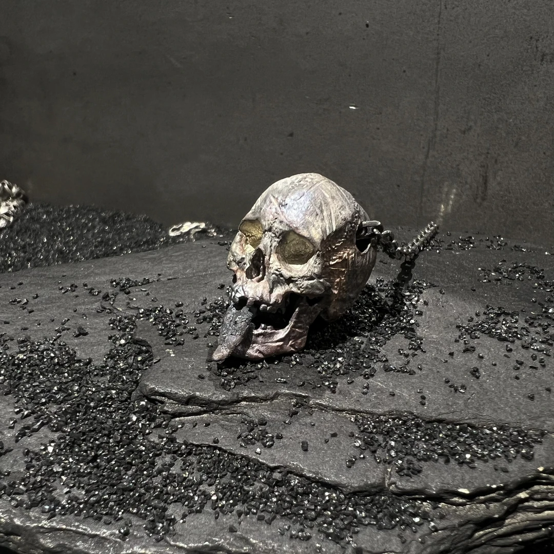 吊坠925银 灵史会馆-925银-火彩骷髅项链