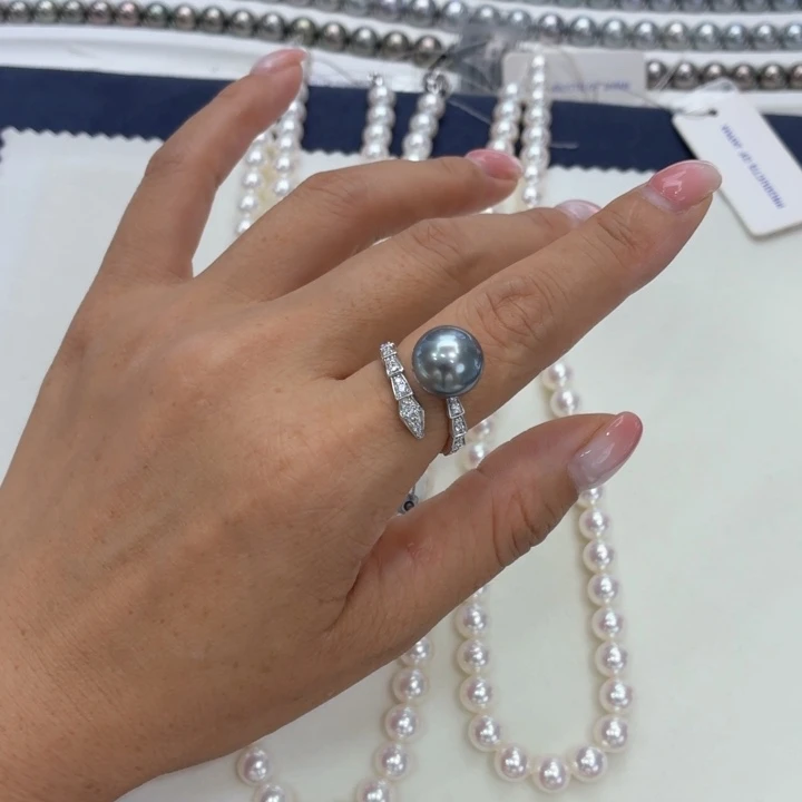 18K金镶嵌戒指海水珍珠11-12
