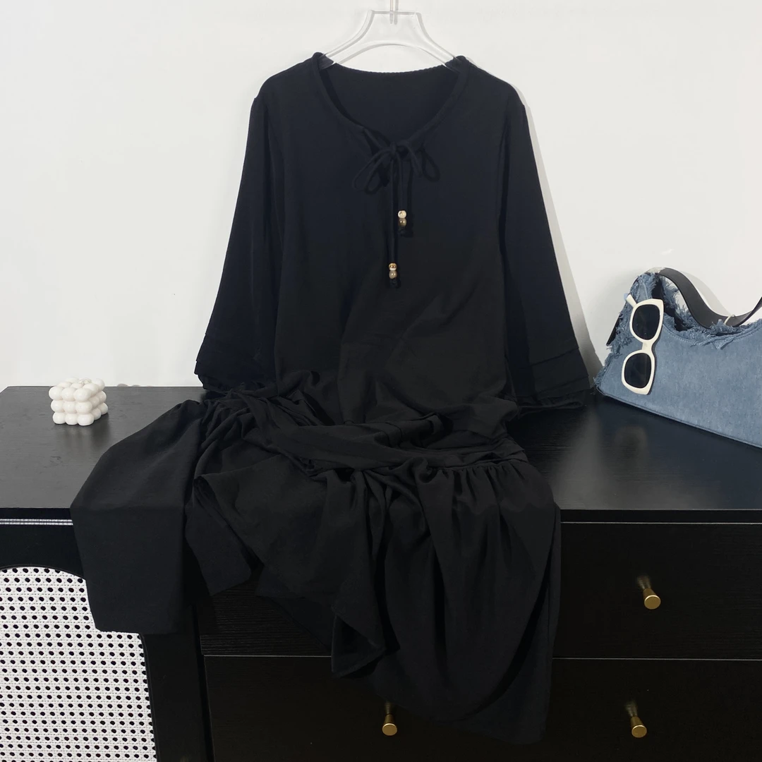 小韩日记【幻想曲线】连衣裙显瘦气质时尚百搭针织系带设计感L5415