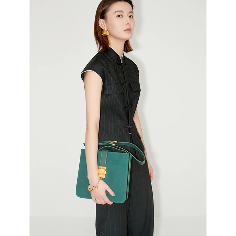 JADE SHADW/翡翠影原创设计短袖旗袍马甲+西装阔腿裤套装两件套