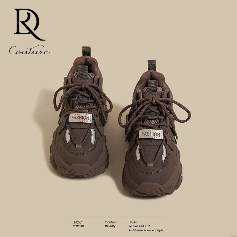 【DR轻奢正品】韩系仙女温柔美搭棕色老爹鞋女2025秋冬超火重工小个