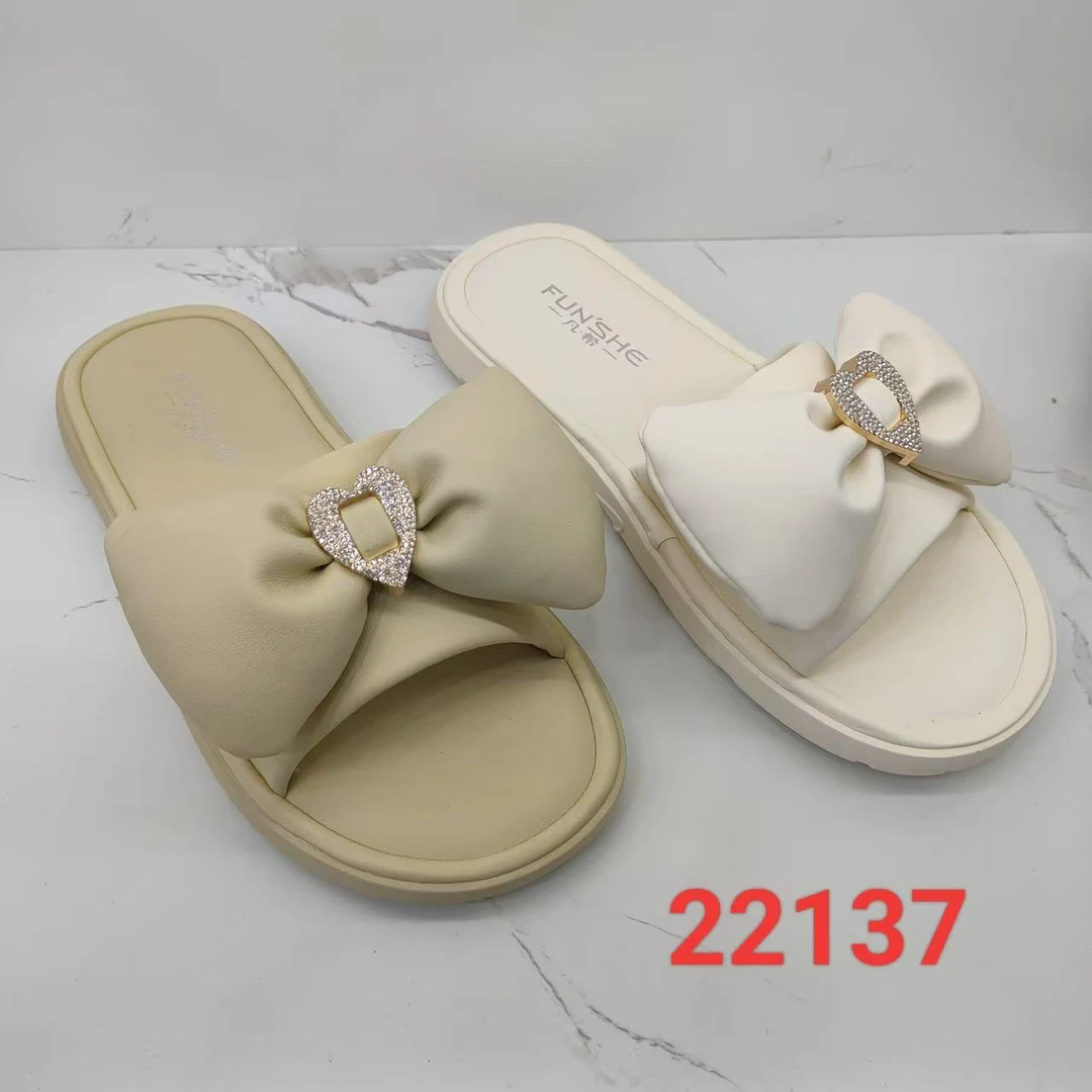 纯皮女凉拖乳胶软垫果冻平底蝴蝶结百搭款女凉鞋凉拖22137