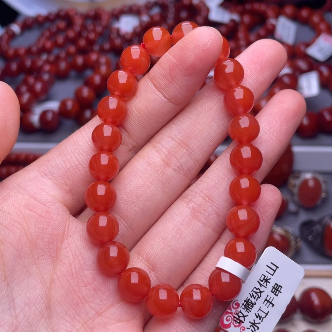 南红玛瑙未镶嵌其他8mm精品保山冰红圆珠手串