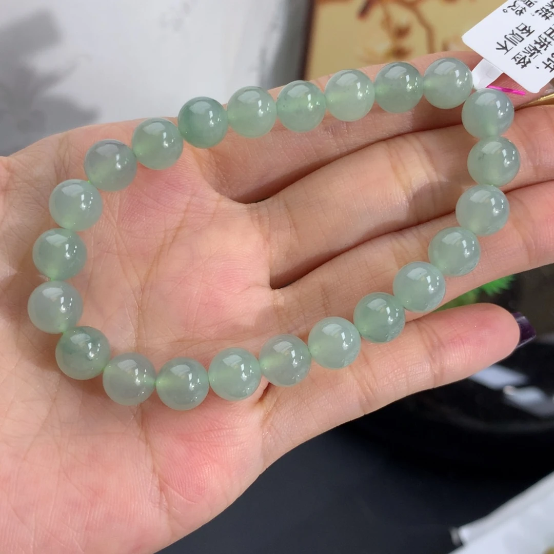 翡翠未镶嵌手串卡8冰胶晴飘花手串