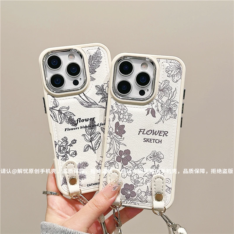 电镀镜框皮纹鼓包适用苹果16/iPhone手机壳新款15promax防摔14/13