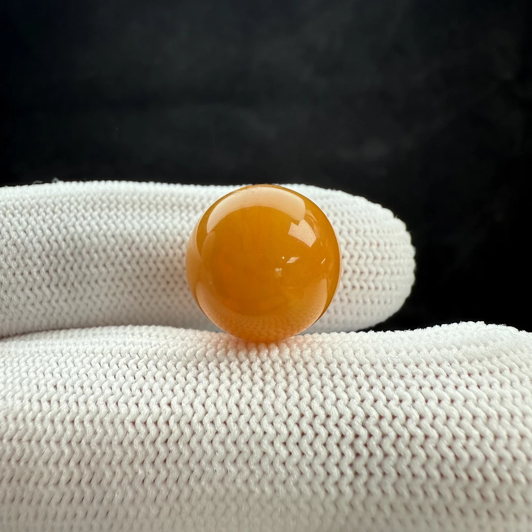 A1491天然原矿蜜蜡 鸡油红圆珠 14.6mm支持复检假一罚十