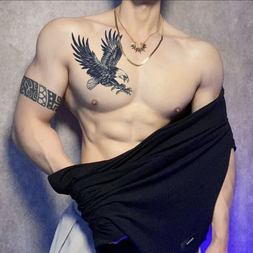 Y飞鹰展翅】草本纹身贴半永久逼真不反光老鹰男胸花臂腿霸气高级感