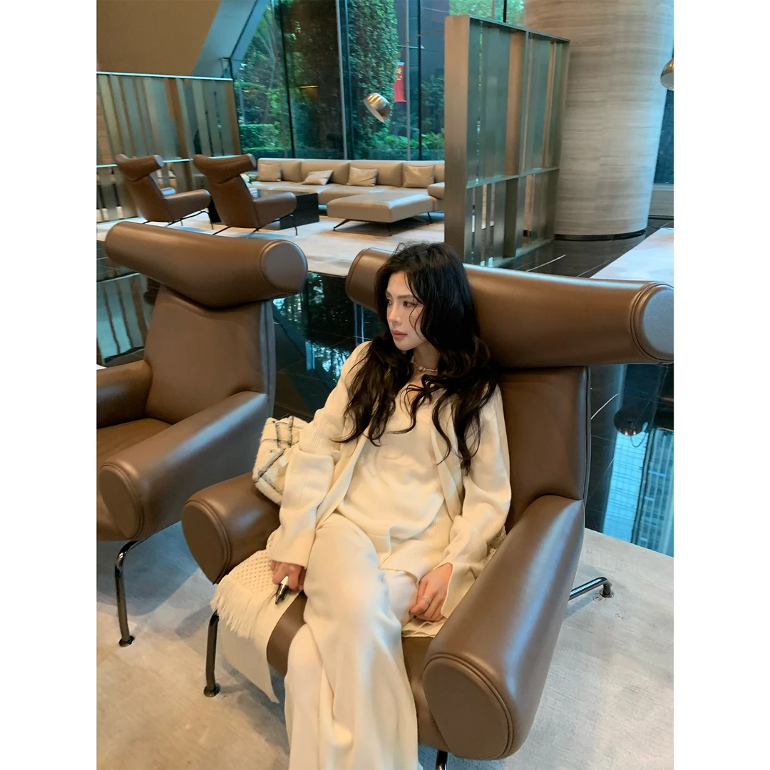 ASM ANNA/高支全羊毛编织流苏口袋围巾/毛衣/长裤A257AMY027