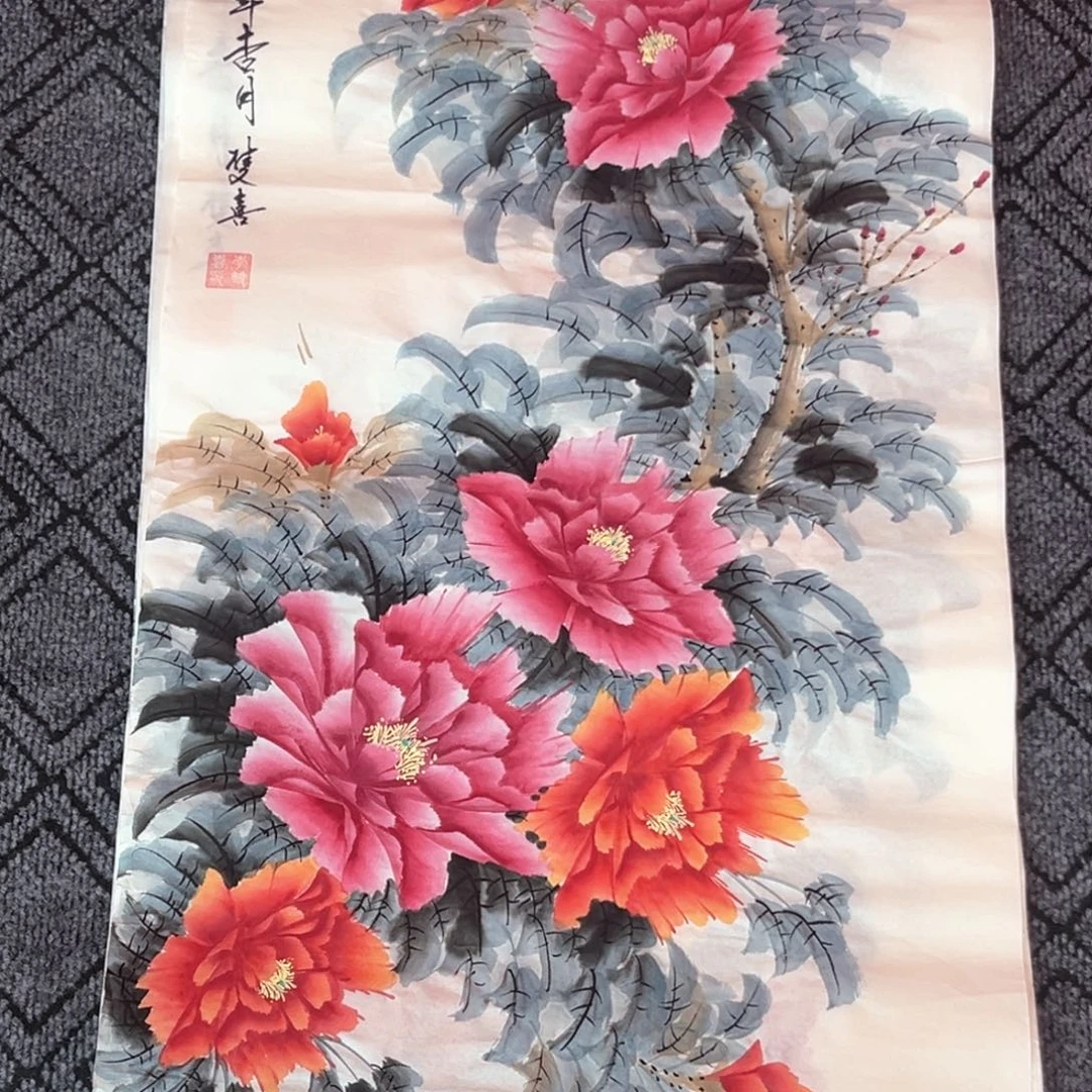 国画李双喜老师三尺花鸟作品赵