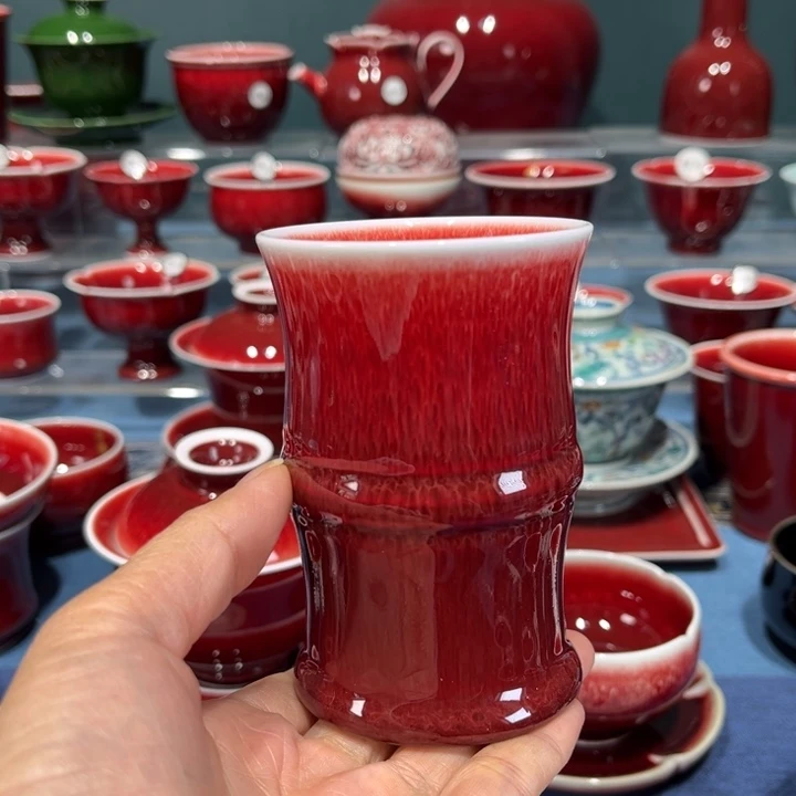 景德镇陶瓷浅行窑大竹节杯