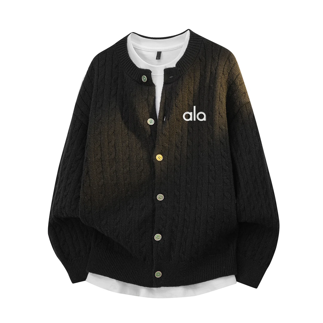 RSRDDY官方品质美式时尚潮流休闲粗针麻花圆领针织开衫毛衣外套