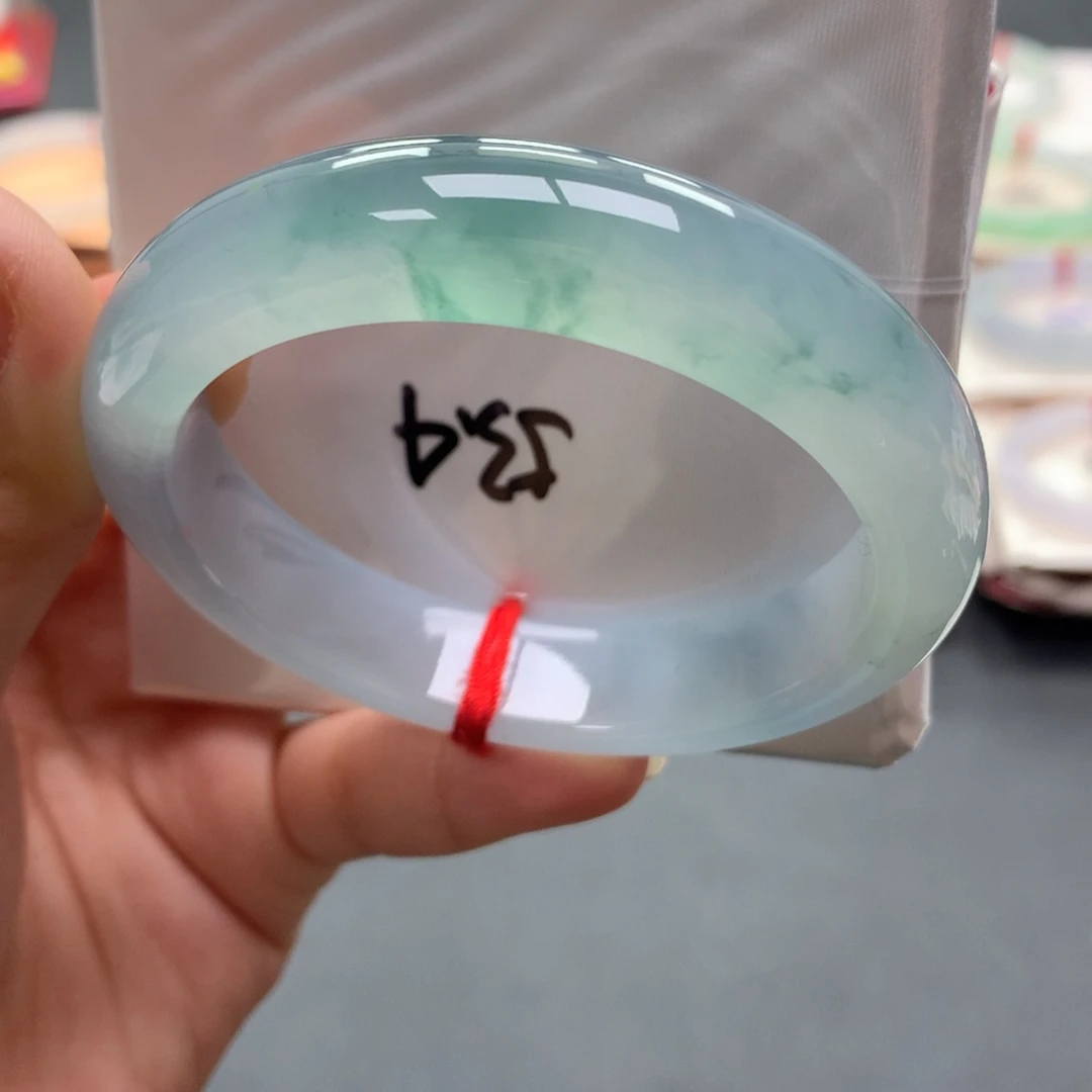 翡翠未镶嵌手镯27号53.4正冰飘花毕业飘花完美度高