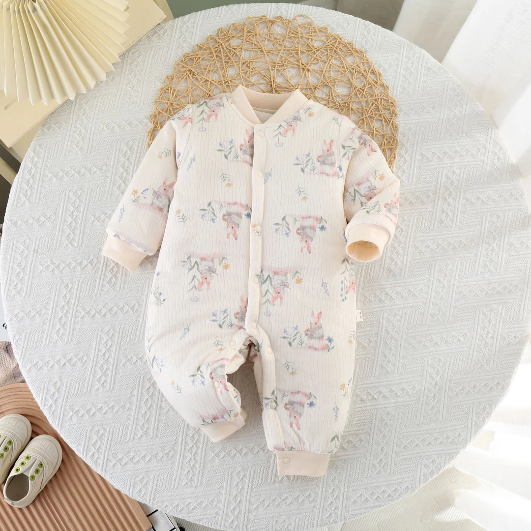 【填充物棉花】150克棉花衣秋冬新生儿无骨冬季连体衣夹棉婴儿哈衣