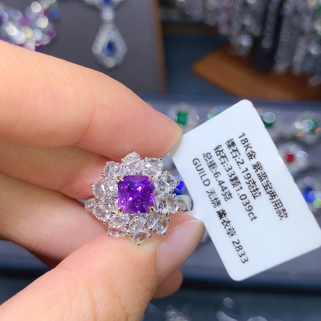 【闪购商品】彩色蓝宝石戒指18K金镶嵌