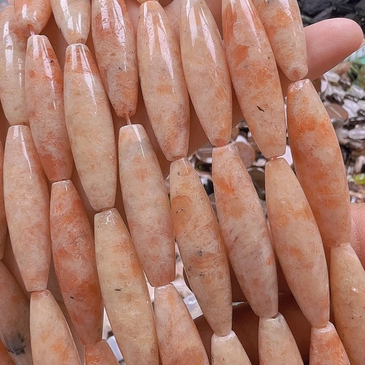 水晶珠宝半成品未镶嵌卡10×40金太阳天珠一条