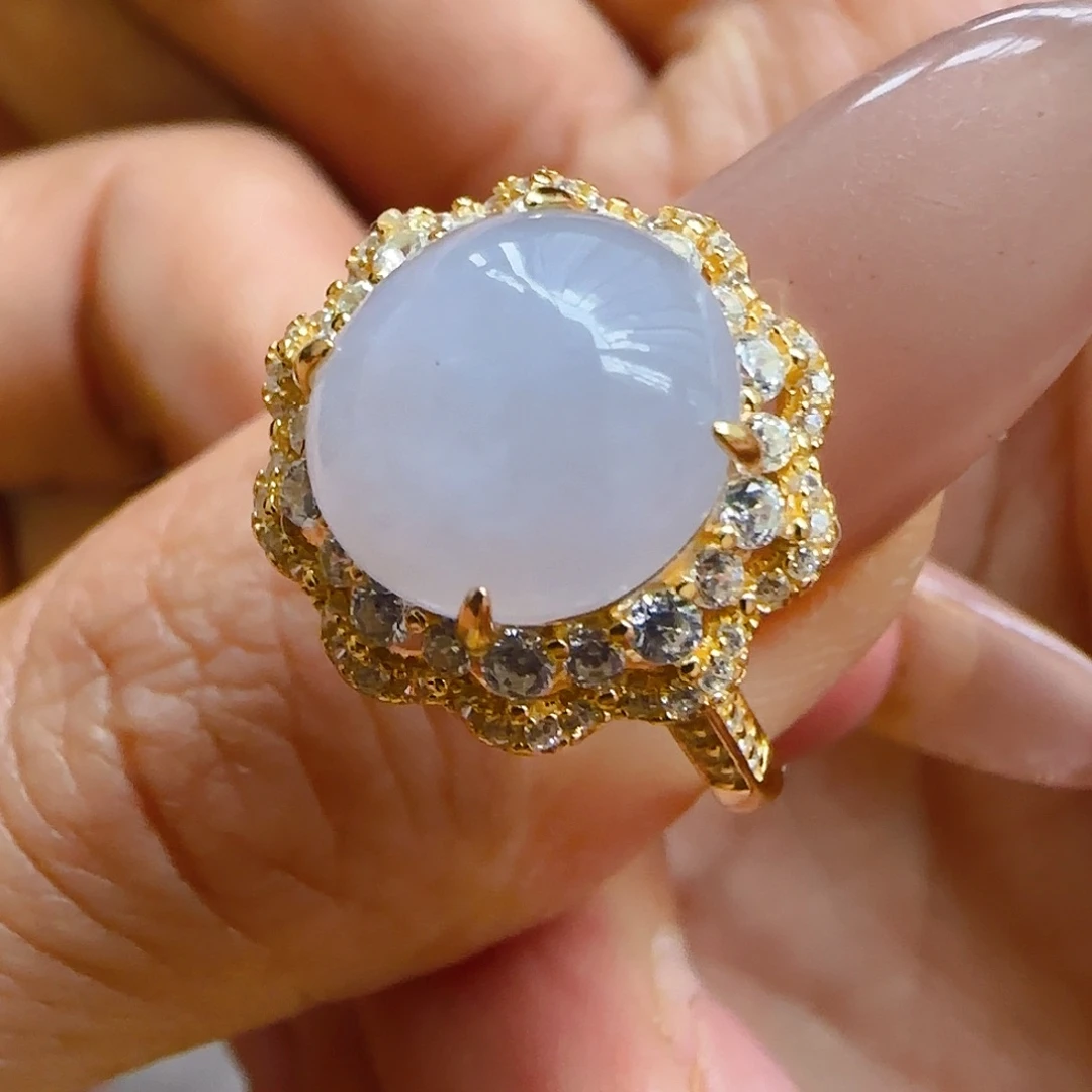 翡翠戒指银S925镶嵌翡翠240