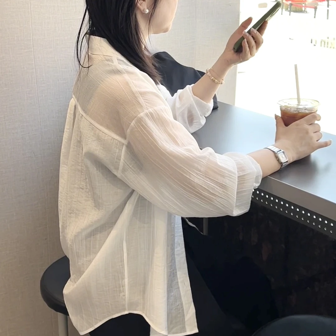 【莱赛尔衬衫】休闲慵懒风女2025新款轻薄透气宽松显瘦防晒衣H500