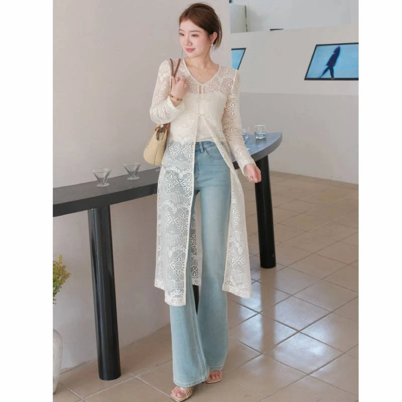 莱赛尔开春裤子女款爆款2025新款高腰显瘦微喇叭牛仔裤女夏季薄款