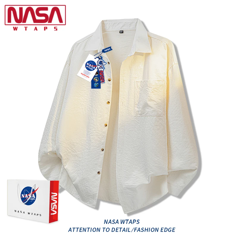 NASA WTAPS潮牌复古衬衫男士长袖春秋季潮流百搭宽松休闲衬衣外套