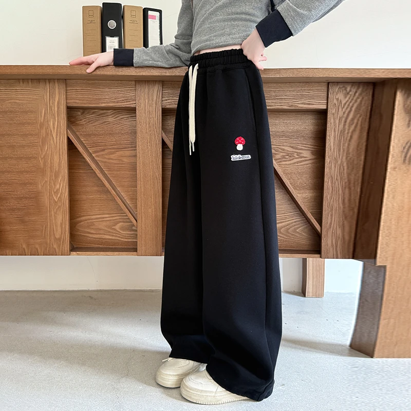 儿童秋装2025新款大女童装宽松裤子春秋款运动卫裤秋季阔腿直筒裤