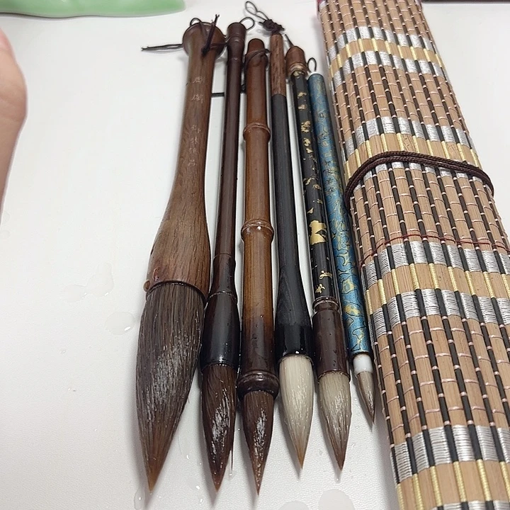 六只高货毛笔组合送笔帘